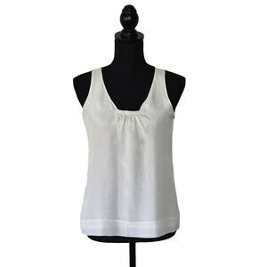 A2 NEW EILEEN FISHER Ivory Crinkled Silk Pleated Front Detail Petite Top Size PP